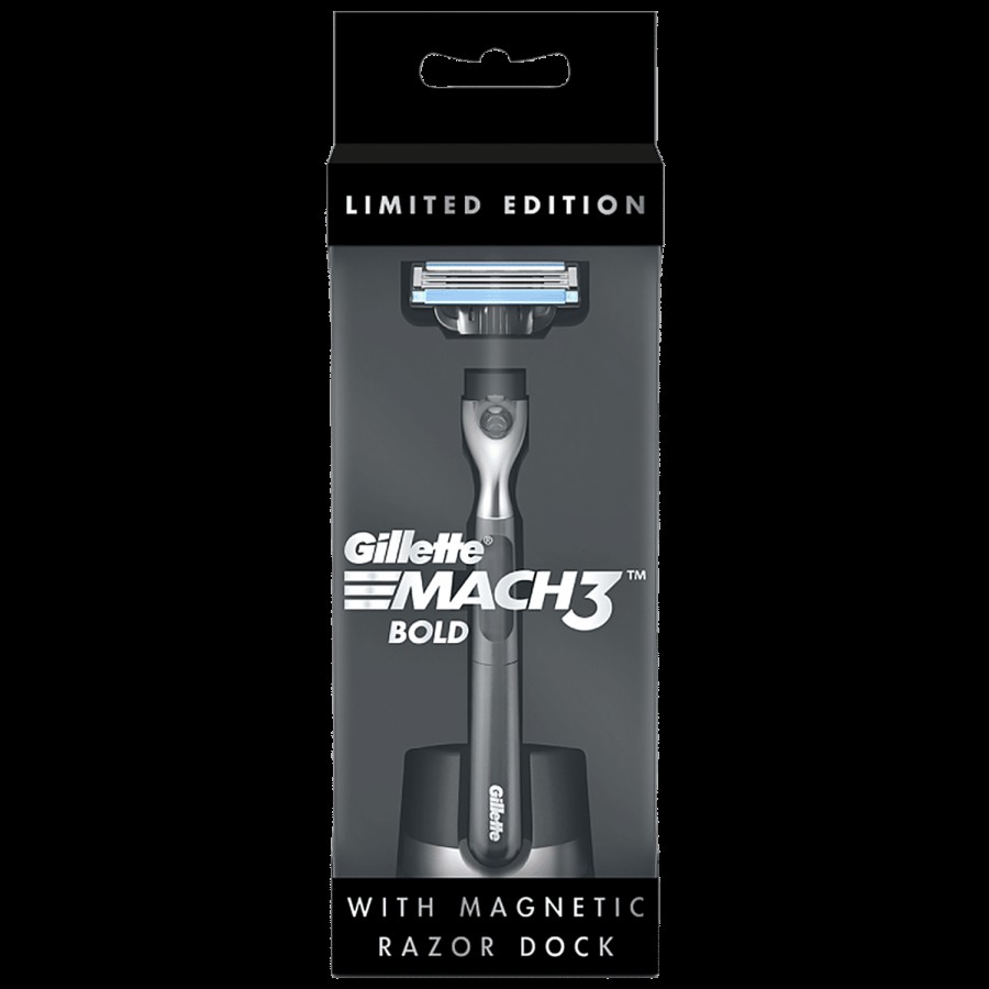 Gillette Mach 3 Bold With Magnetic Razor Dock - Stylish Shaver For Men