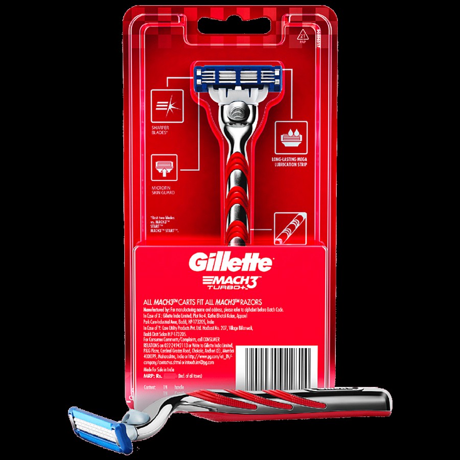 Gillette Mach 3 Special Edition Turbo Plus Shaving Razor - With Advanced Anti-Friction Coating