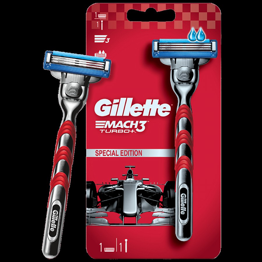 Gillette Mach 3 Special Edition Turbo Plus Shaving Razor - With Advanced Anti-Friction Coating