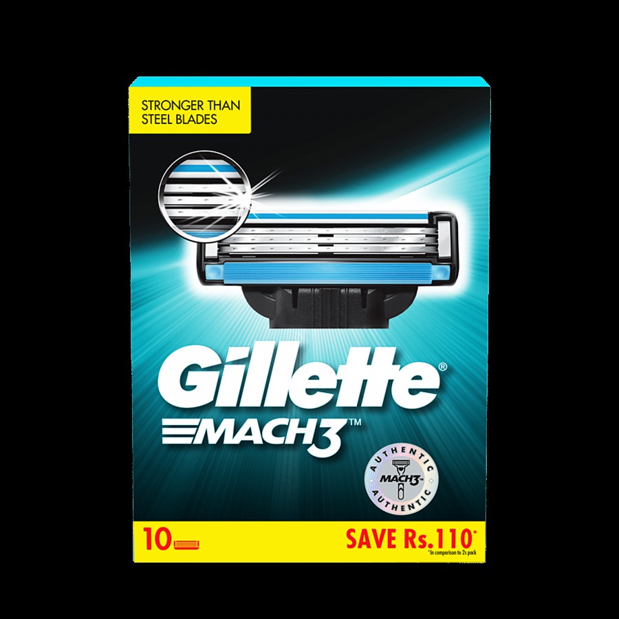 Gillette Pre Shave Foam - Classic Regular Skin 418G+Mach 3 Shaving Blades 10 Pcs