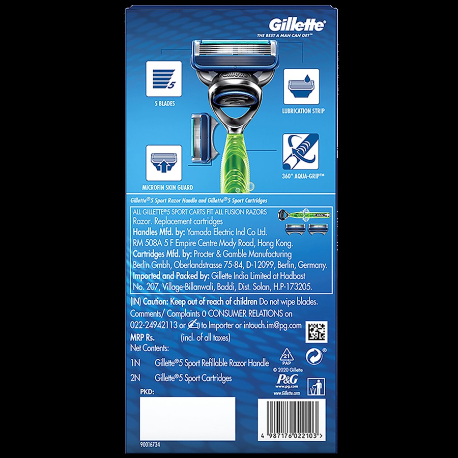 Gillette Sport Refillable Razor Handle & Cartridges - Smooth Finish