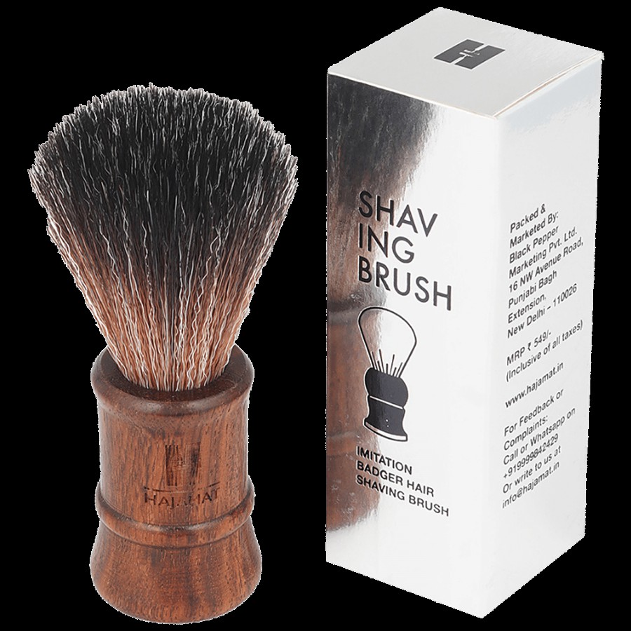 Hajamat Wooden Shaving Brush - With Imitation Badger Bristles