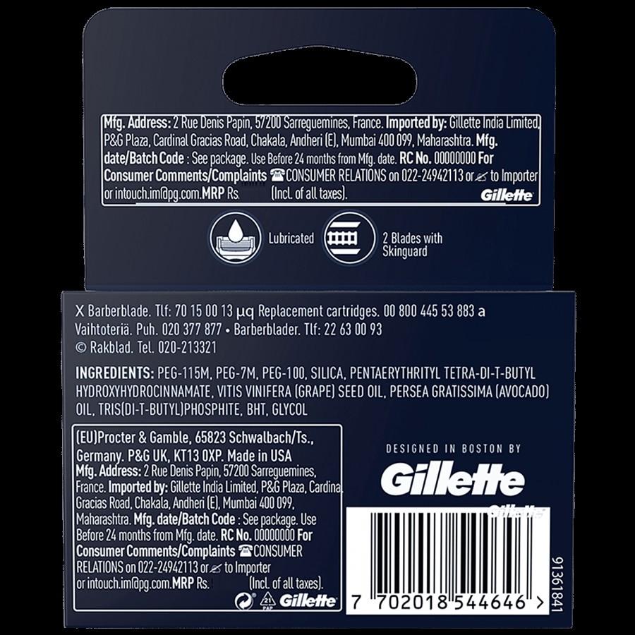 King C. Gillette Men's Neck Razor Cartridges - With Built In Precision Trimmer For Shaping