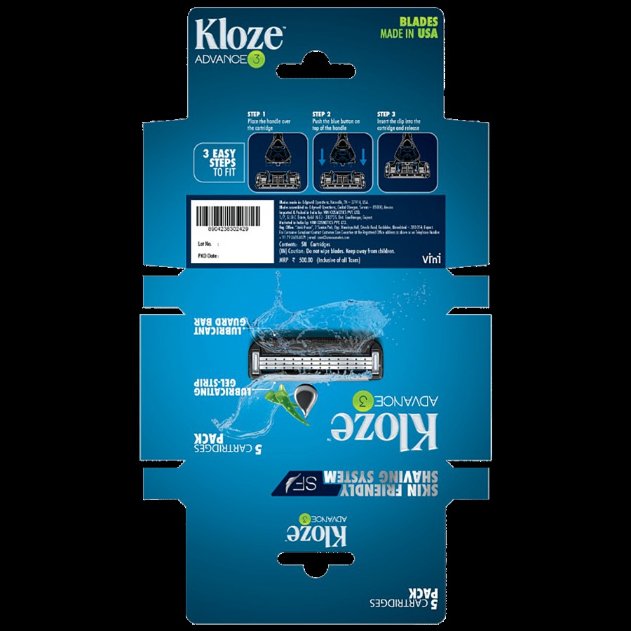 Kloze Advance 3 Cartridges - With Lubricant Guard Bar & Gel-Strip