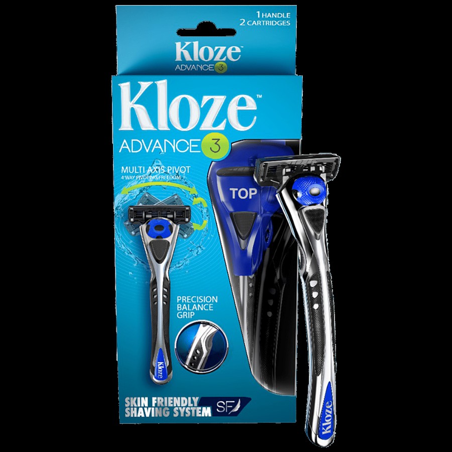 Kloze Advance 3 Razor With 2 Cartridge - Sharp Steel Blade