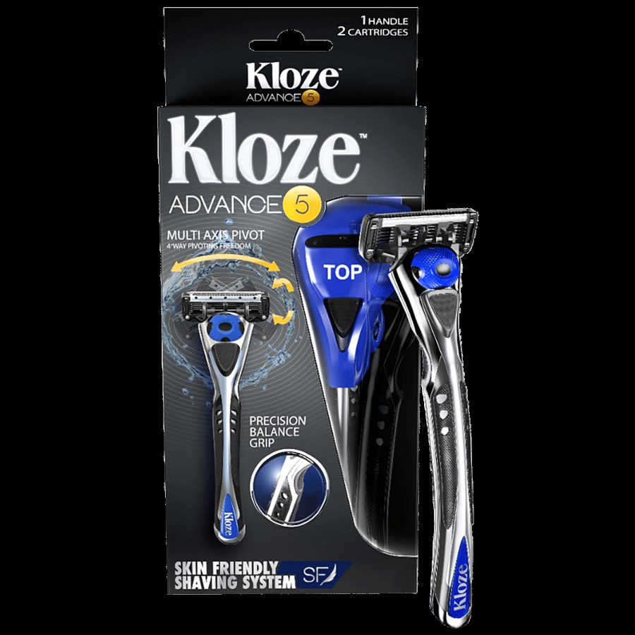 Kloze Advance 5 Razor With 2 Cartridge - Sharp Steel Blade