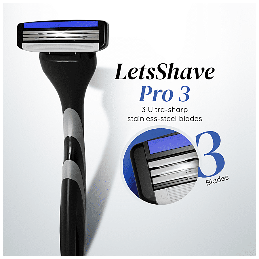 LetsShave Pro 3 Shaving Razor For Men - Blade + Handle + Cap