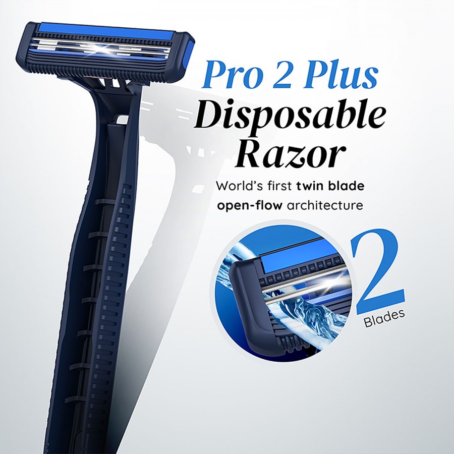 LetsShave Men's Pro 2 Plus Disposable Shaving Razor - Twin Razor Blades