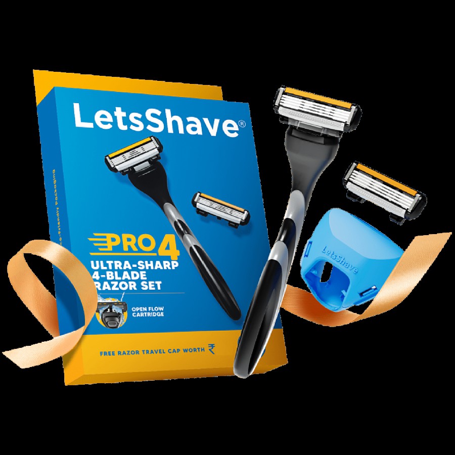 LetsShave Pro 4 Shaving Razor For Men - Blade + Handle + Cap