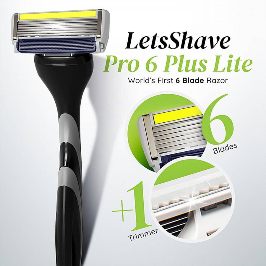 LetsShave Pro 6 Plus Shaving Razor For Men - Blade + Handle + Cap