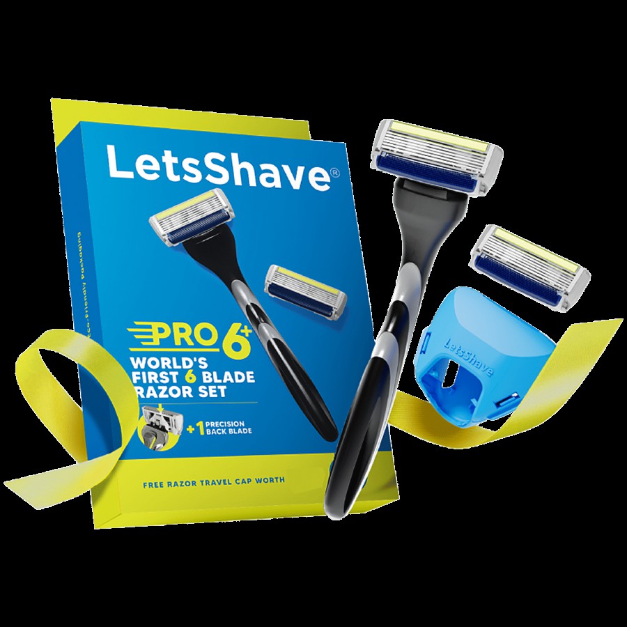 LetsShave Pro 6 Plus Shaving Razor For Men - Blade + Handle + Cap