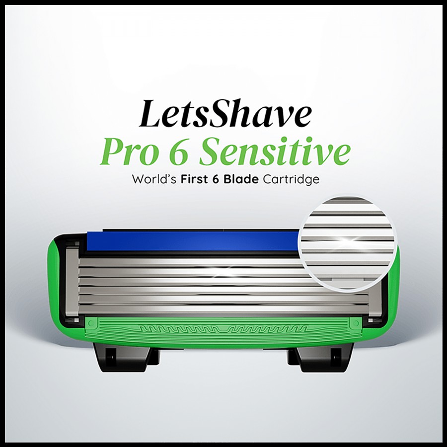 LetsShave Pro 6 Sensitive Blade Cartridges Six Blade Technology