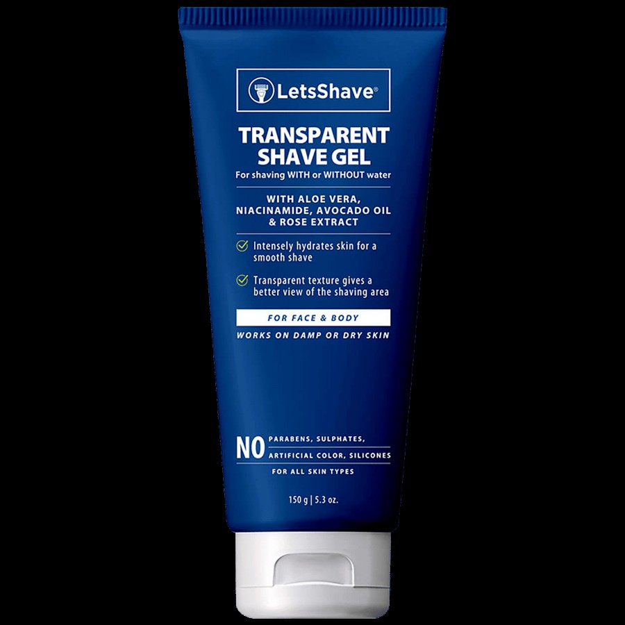 LetsShave Transparent Shave Gel - Hydrates Skin