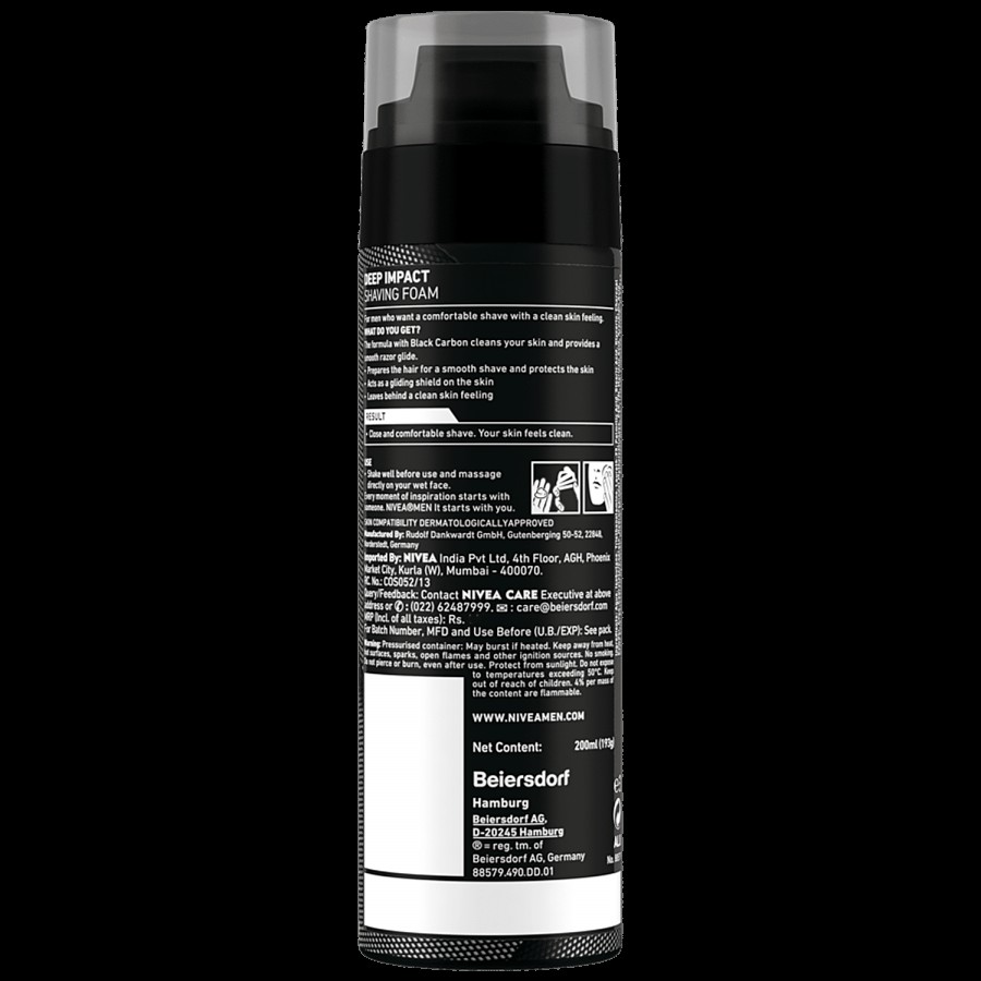 NIVEA Deep Impact Smooth Shaving Foam - With Black Carbon