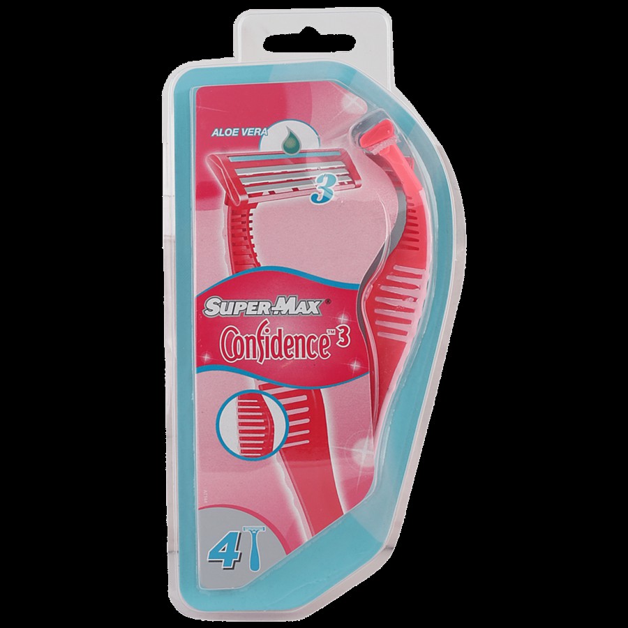 Supermax Confidence 3 Blade Women's Disposable Razor - With Aloe Vera