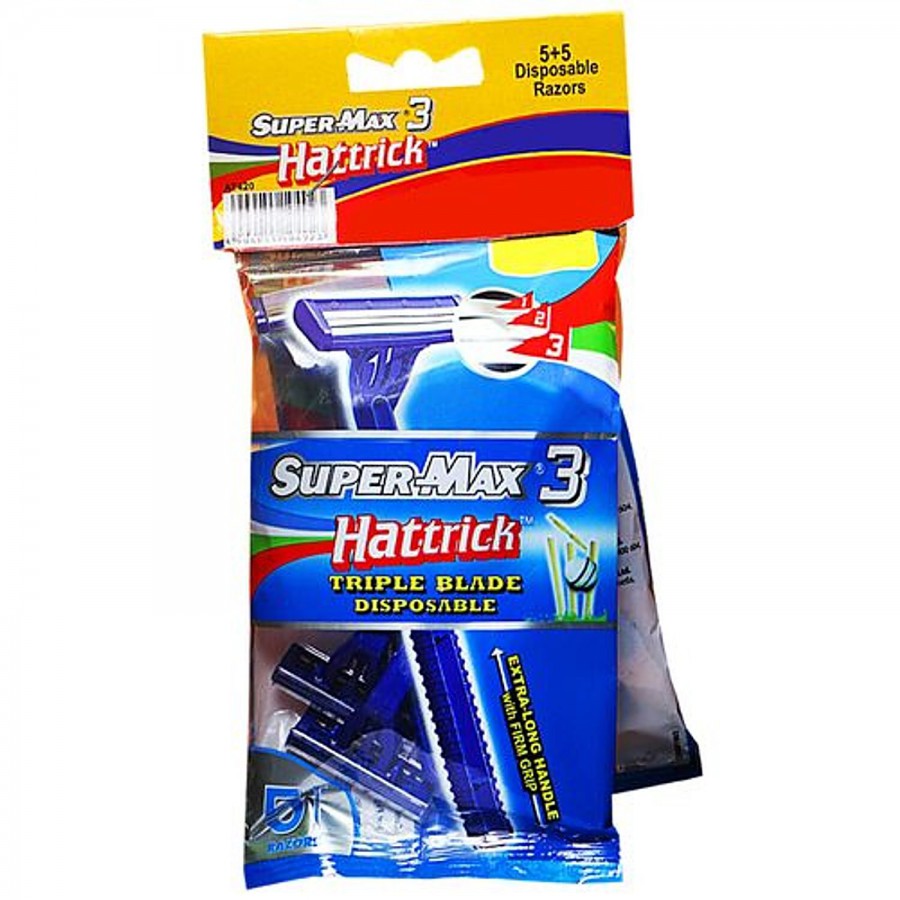 Supermax Hattrick 3 Blade Disposable Razor - With Firm Grip