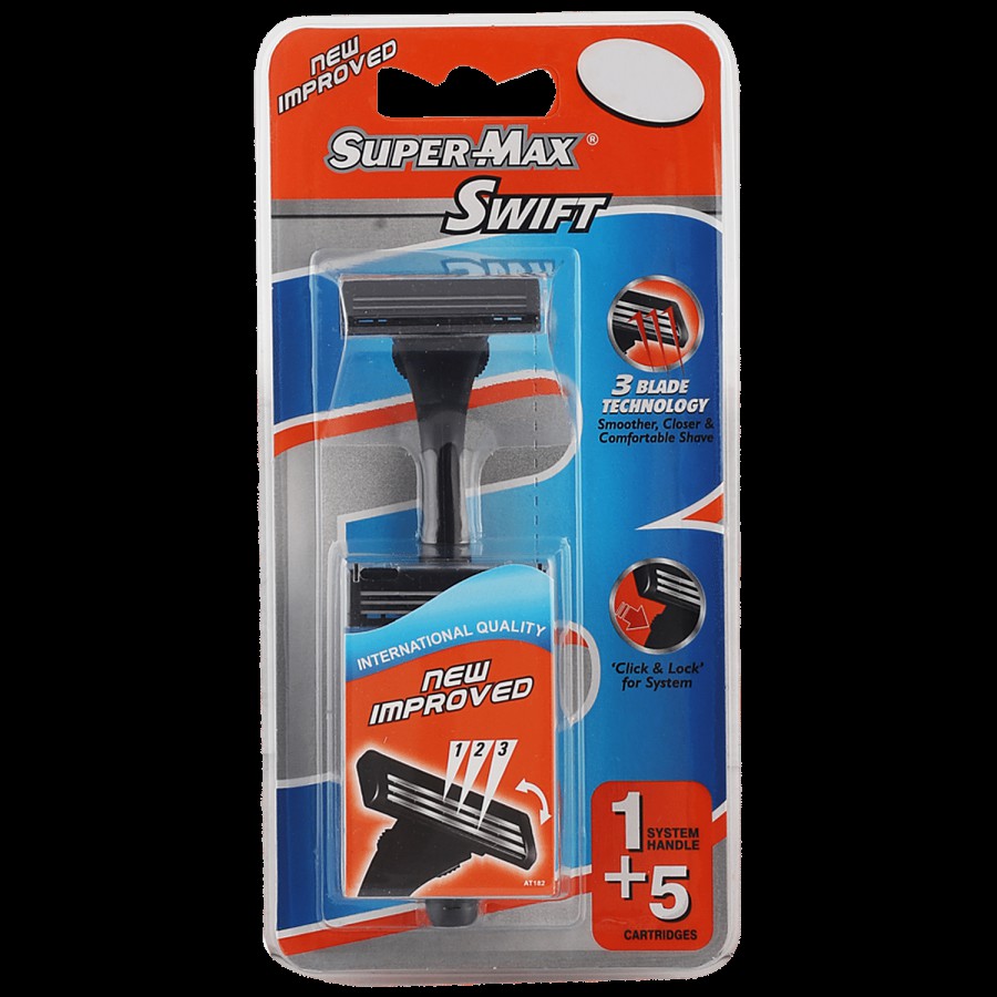 Supermax Swift 3 Blade Razor - Reduces Skin Irritation