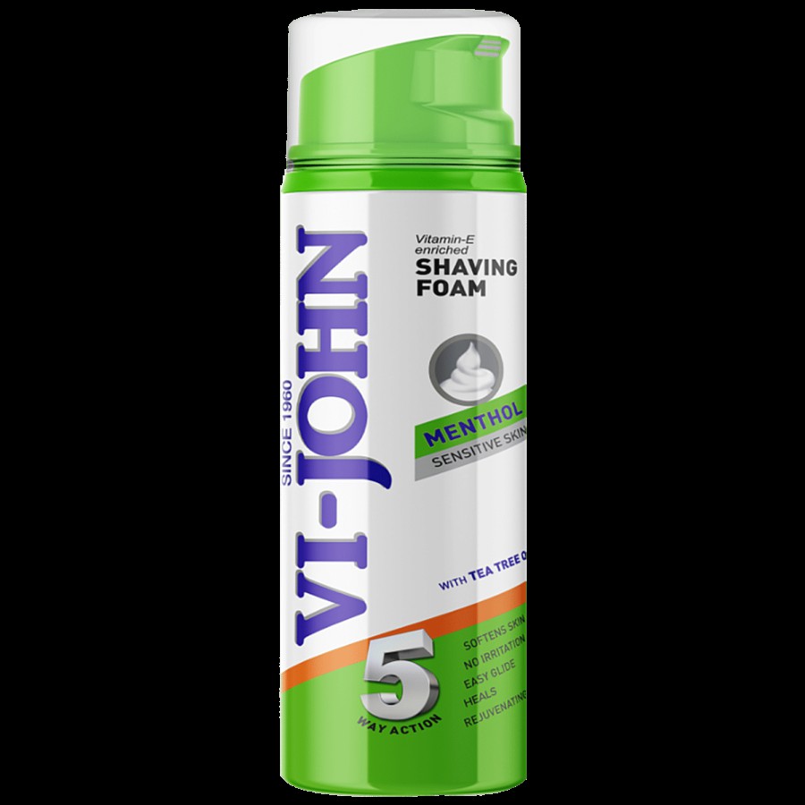 VI-JOHN  Shaving Foam Menthol For Sensitive Skin - Vitamin E Enriched