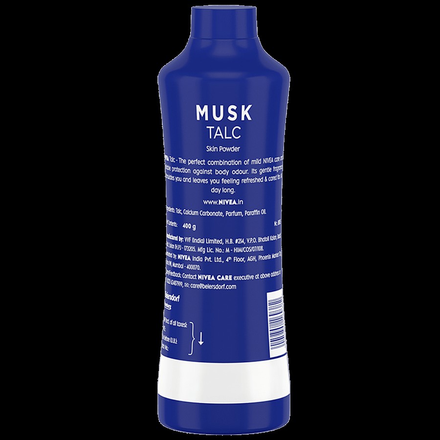 NIVEA Musk Talcum Powder For Men & Women - Fragrance & Protection Against Body Odour