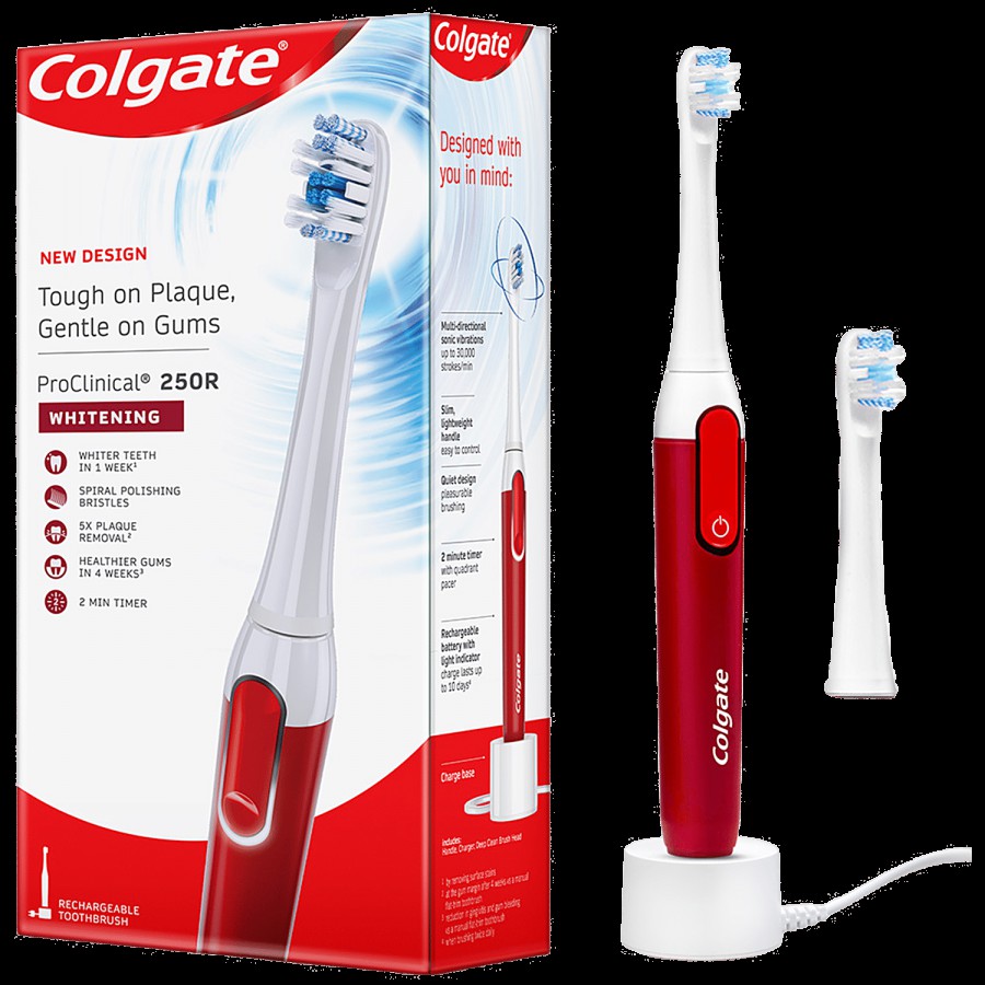 Colgate ProClinical 250R Rechargeable Sonic Electric Toothbrush - Spiral Bristles