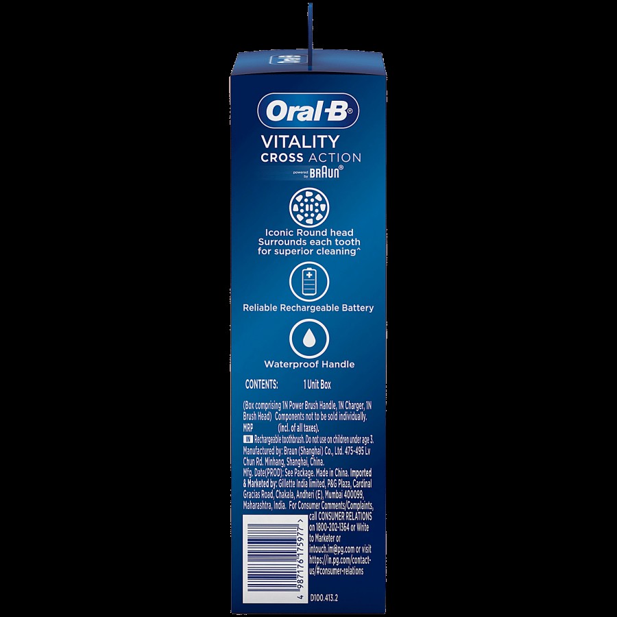 Oral-B Vitality 100 Black Criss Cross Electric Rechargeable Toothbrush - Removes Plaque