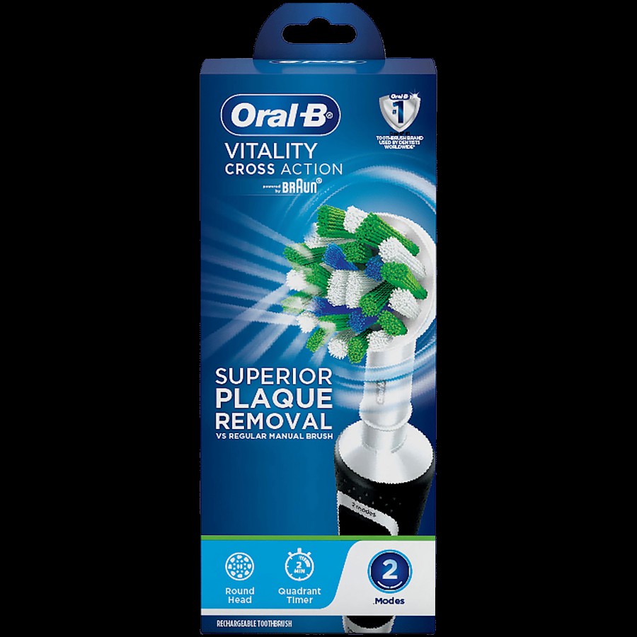 Oral-B Vitality 100 Black Criss Cross Electric Rechargeable Toothbrush - Removes Plaque