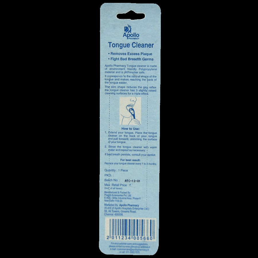 Apollo Pharmacy Tongue Cleaner With 3 Cleaning Edges