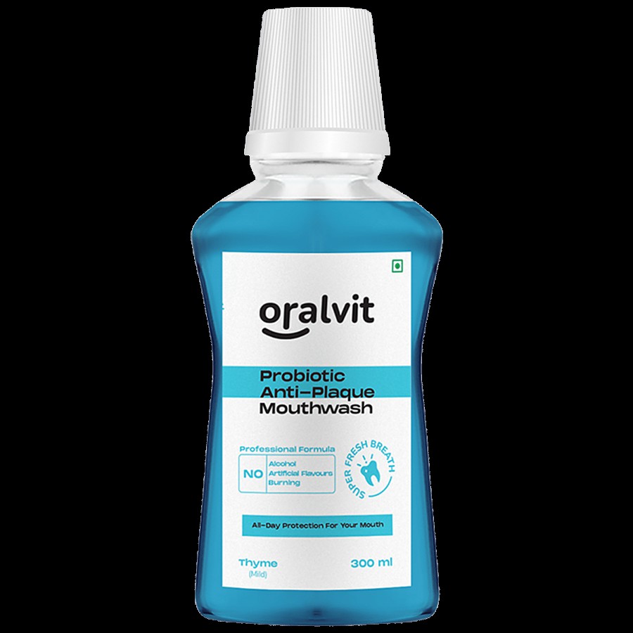 Oralvit Probiotic Anti-Plaque Mouthwash With Mild Thyme - No Alcohol