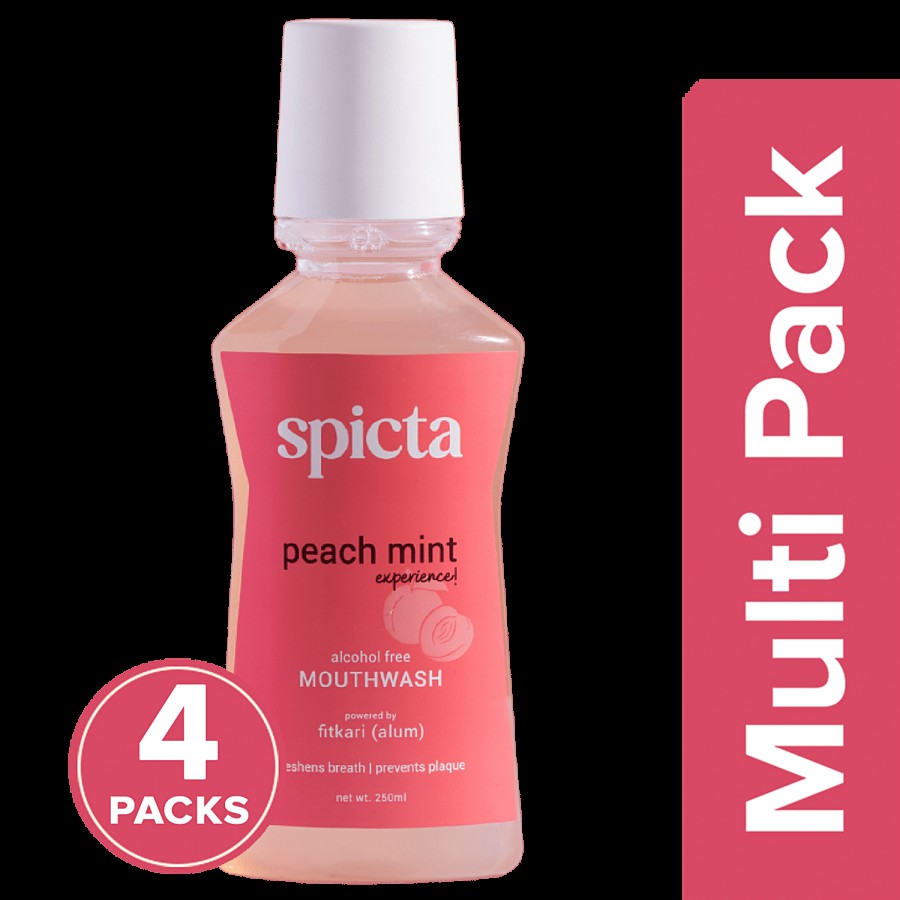 Spicta Peach Mint Mouthwash - With Fitkari/Alum