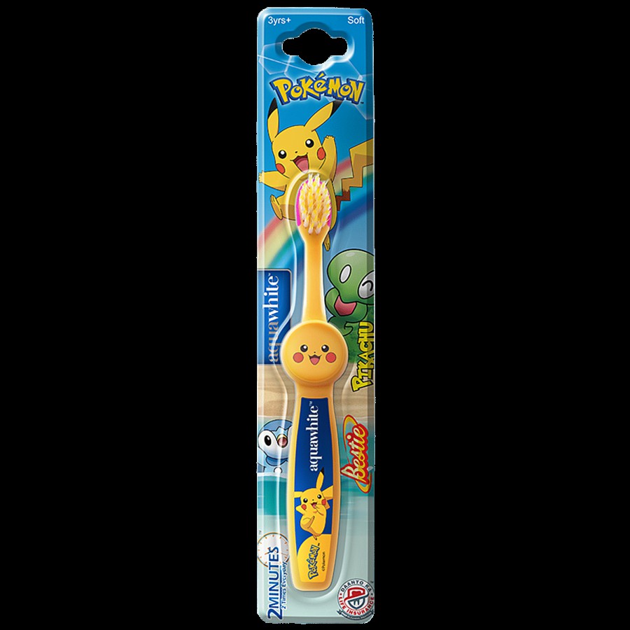 Aquawhite Pokemon Bestie Kids Soft Toothbrush For 3 Yrs+ - Ultra Soft Bristles