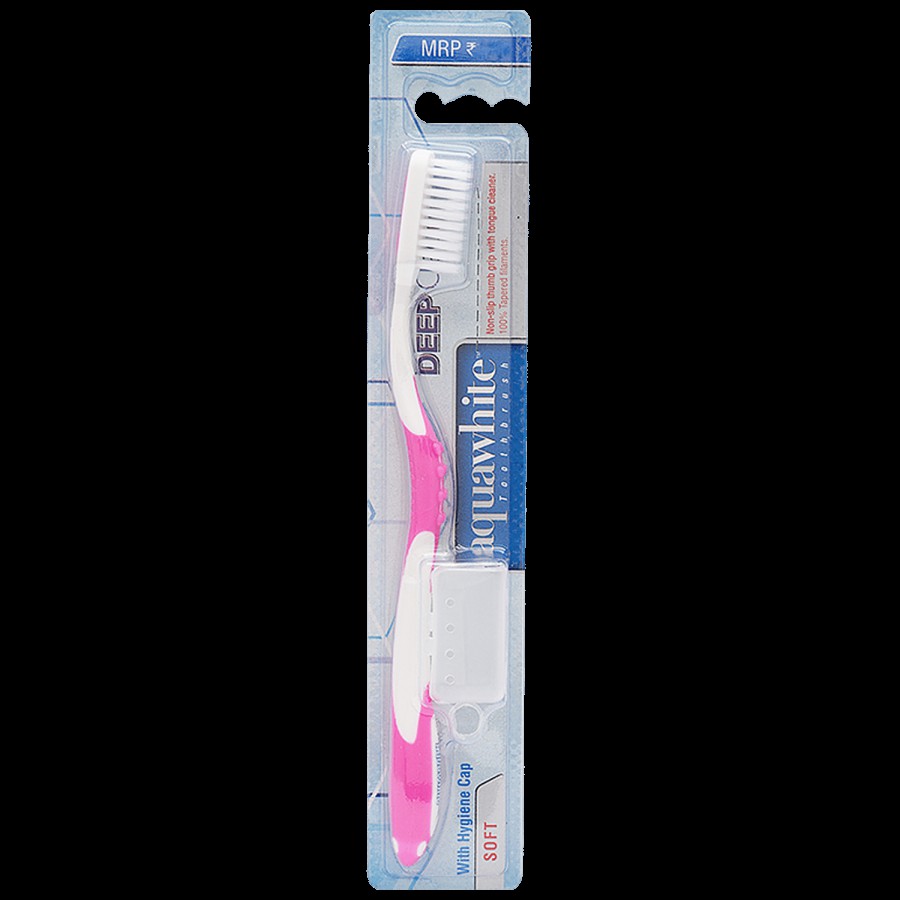 Aquawhite Soft Bristles Deep Clean Toothbrush With Hygiene Cap - Colour May Vary