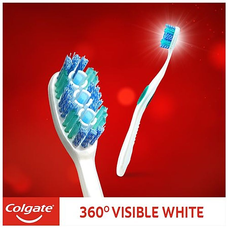 Colgate 360 Degree Visible White Medium Bristle Toothbrush