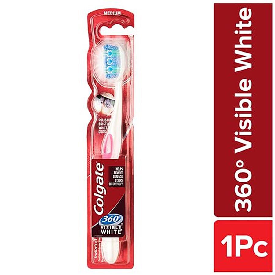 Colgate 360 Degree Visible White Medium Bristle Toothbrush