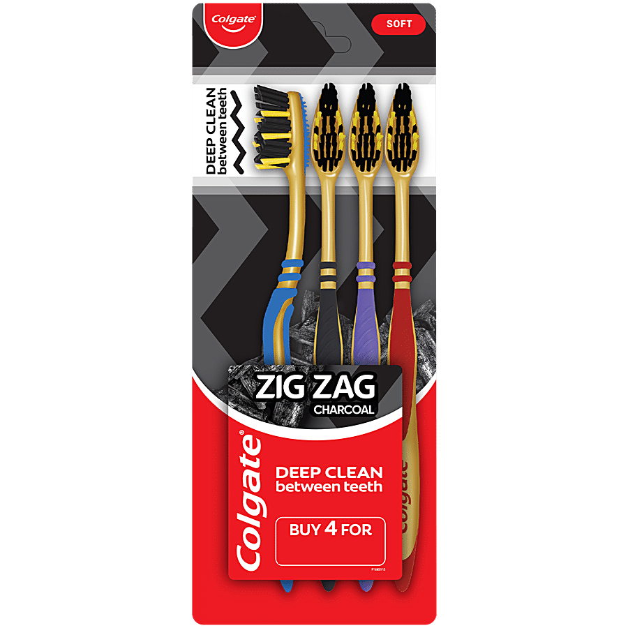 Colgate Zig Zag Charcoal Soft Bristle Toothbrush - For Adults