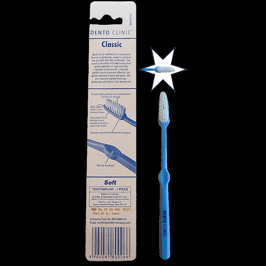 DENTO CLINIC Classic Soft Toothbrush - Prevents Plaque Build Up