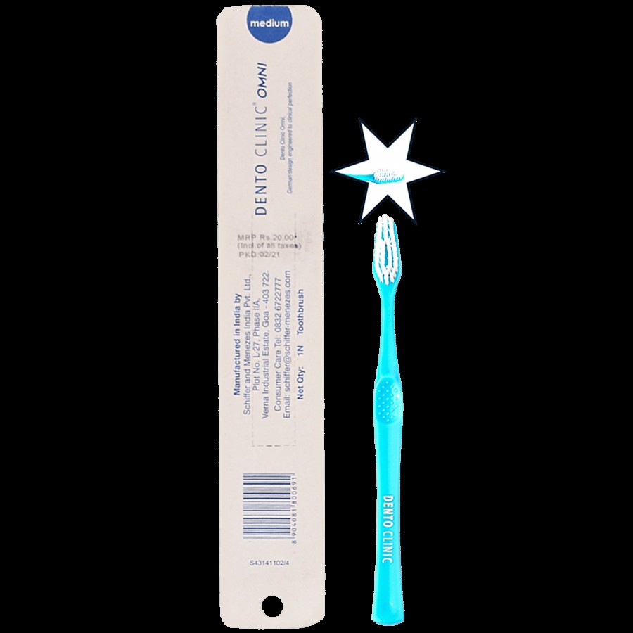 DENTO CLINIC Omni Medium Toothbrush - Prevents Plaque Build Up