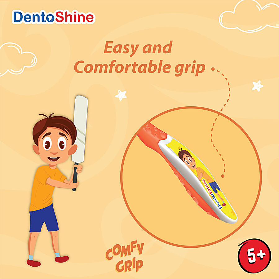 Dentoshine   Comfy Grip Toothbrush For Kids - Pink