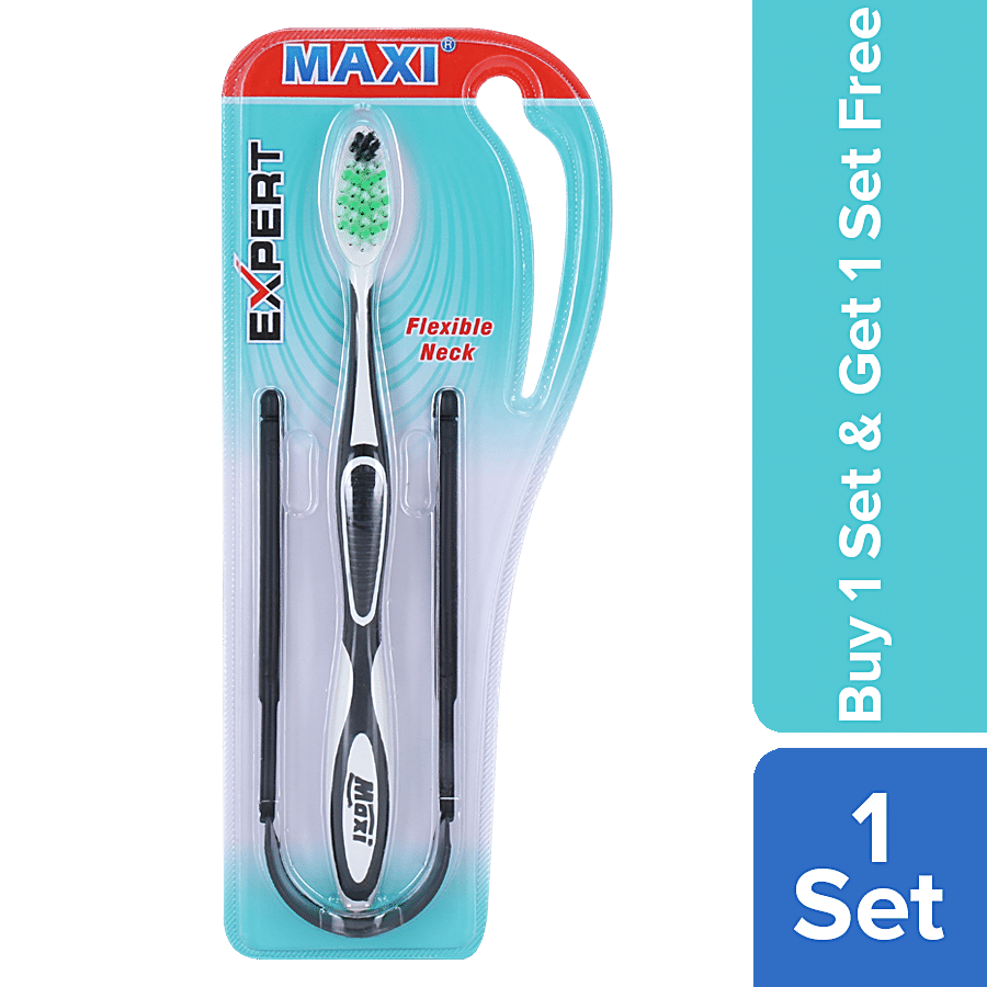 MAXI Expert Toothbrush & Tongue Cleaner - Helps Maintain Oral Hygiene