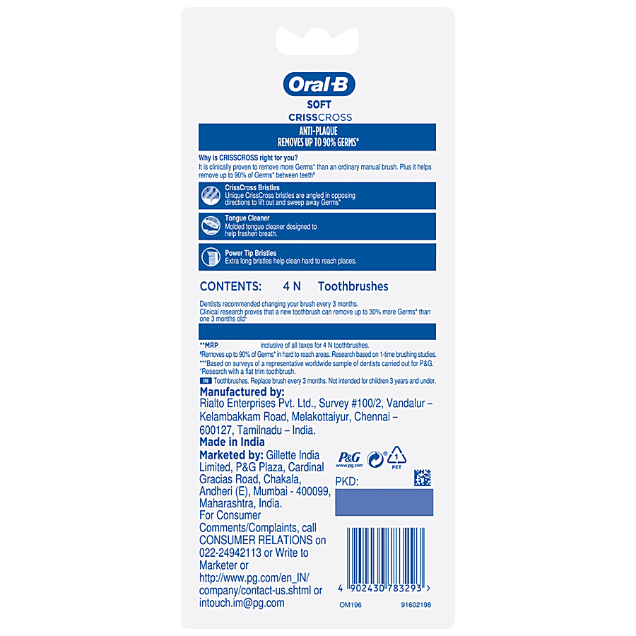 Oral-B Pro-Health Criss Cross Anti-Plaque Toothbrush - With Flexible Bristles