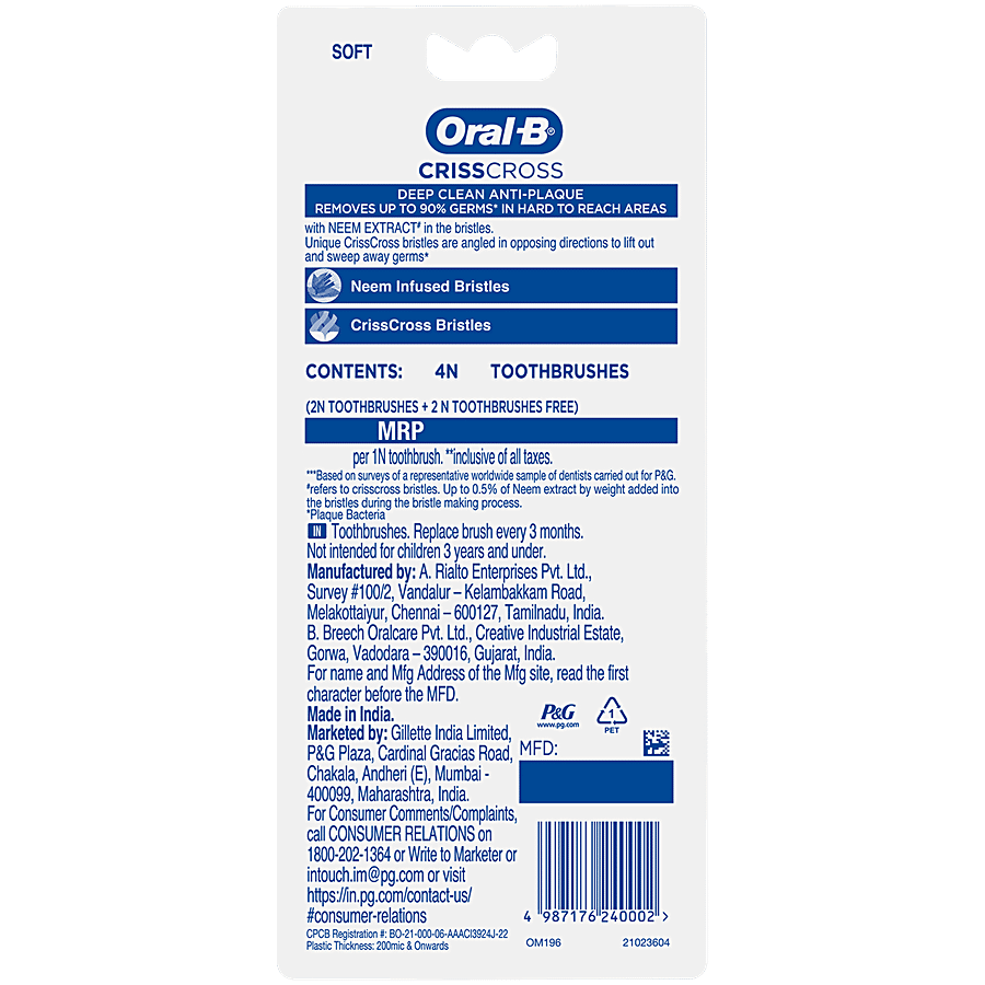 Oral-B Pro Health Criss Cross Toothbrush - With Neem Extract