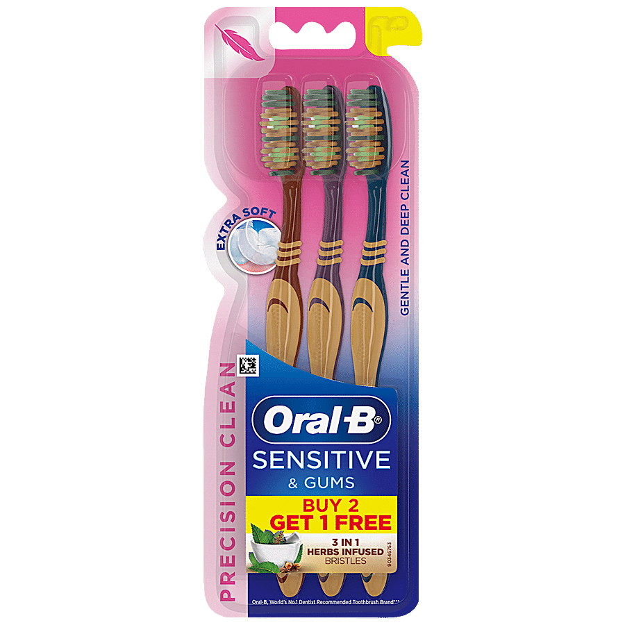 Oral-B Sensitive & Gums – Precision Clean Toothbrush – 3 in 1 herbs infused bristles –