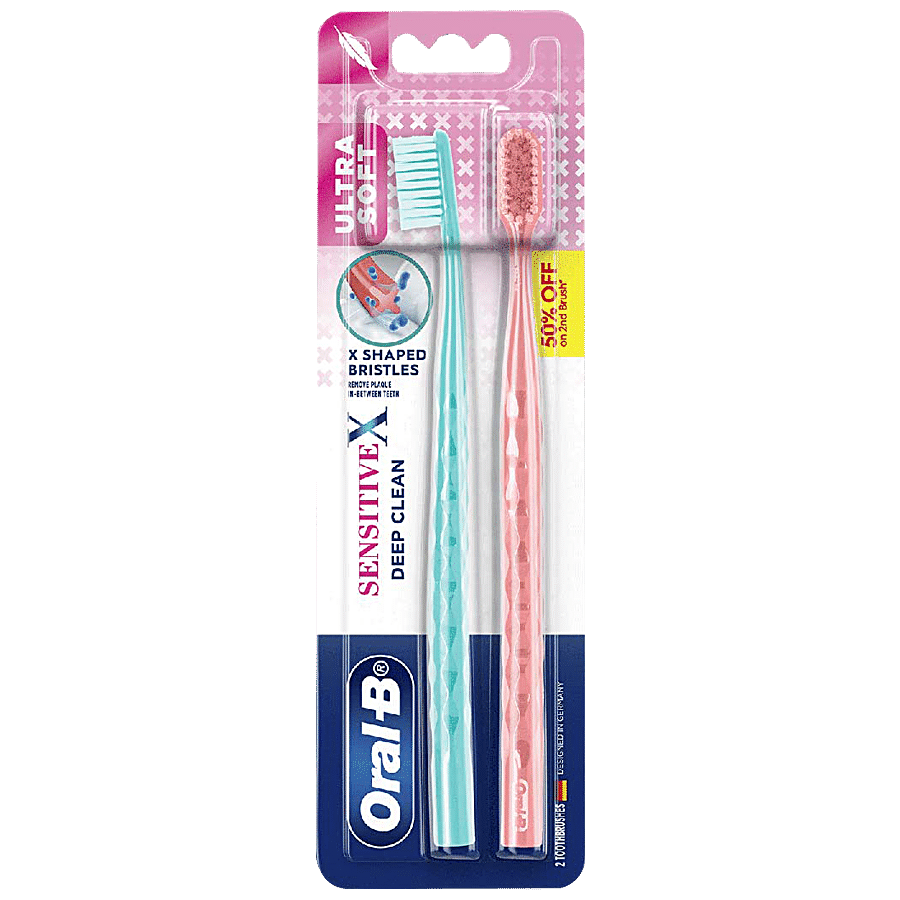 Oral-B Sensitive X Deep Clean Toothbrush - Ultra Soft Bristles & X-Filament Technology