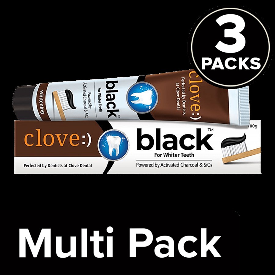 Clove Black Whitening Toothpaste For Whiter Teeth-Powered By Activated Charcoal & SiO2