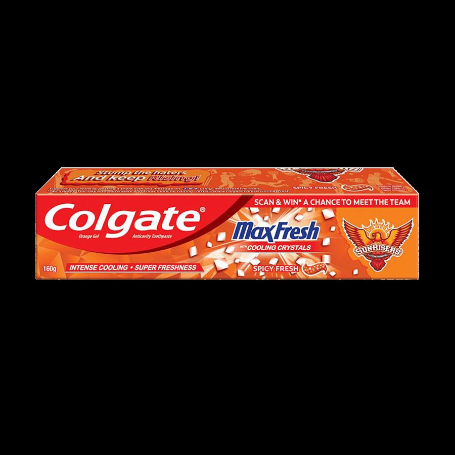 Colgate MaxFresh Orange Spicy Fresh Gel Toothpaste - Sunrisers Hyderabad Special Edition Pack