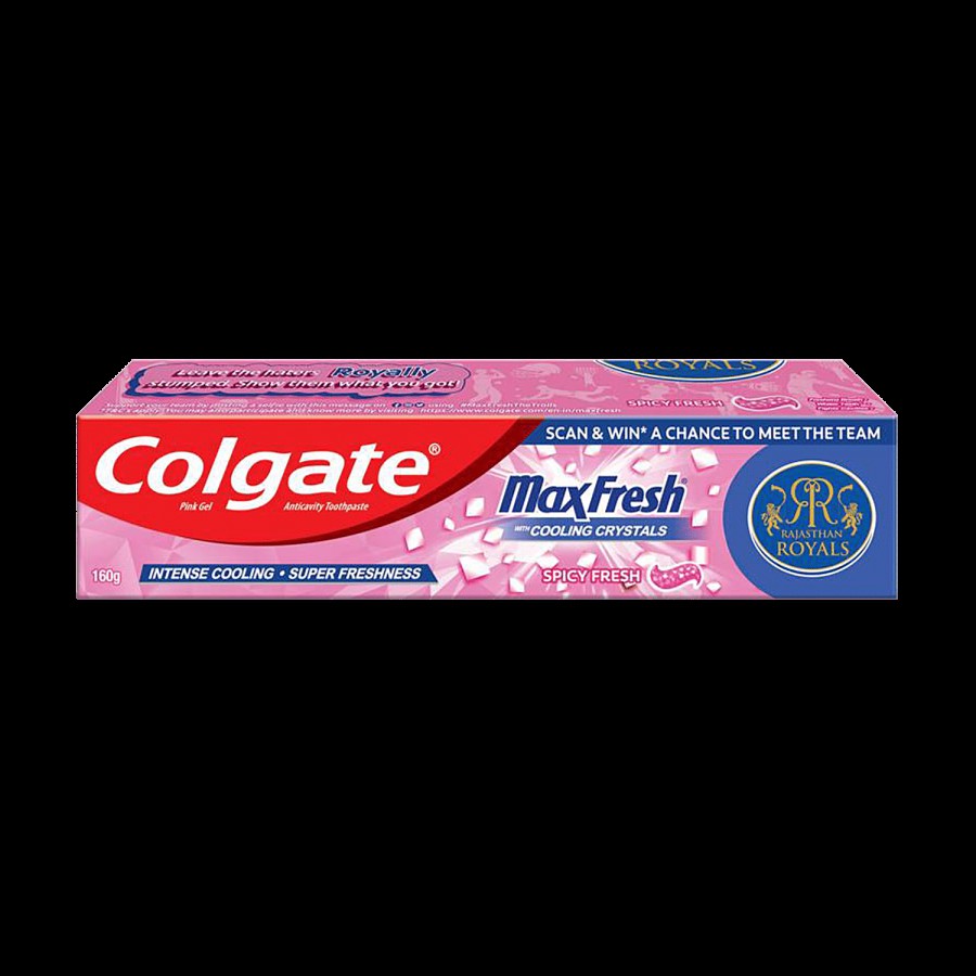 Colgate MaxFresh Pink Spicy Fresh Gel Toothpaste - Rajasthan Royals Special Edition Pack