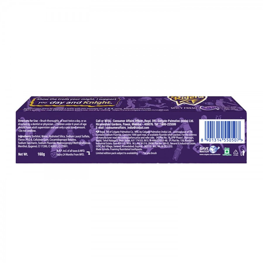 Colgate MaxFresh Purple Spicy Fresh Gel Toothpaste - Kolkata Knight Riders Special Edition Pack