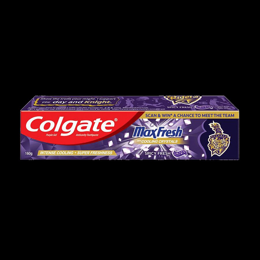 Colgate MaxFresh Purple Spicy Fresh Gel Toothpaste - Kolkata Knight Riders Special Edition Pack