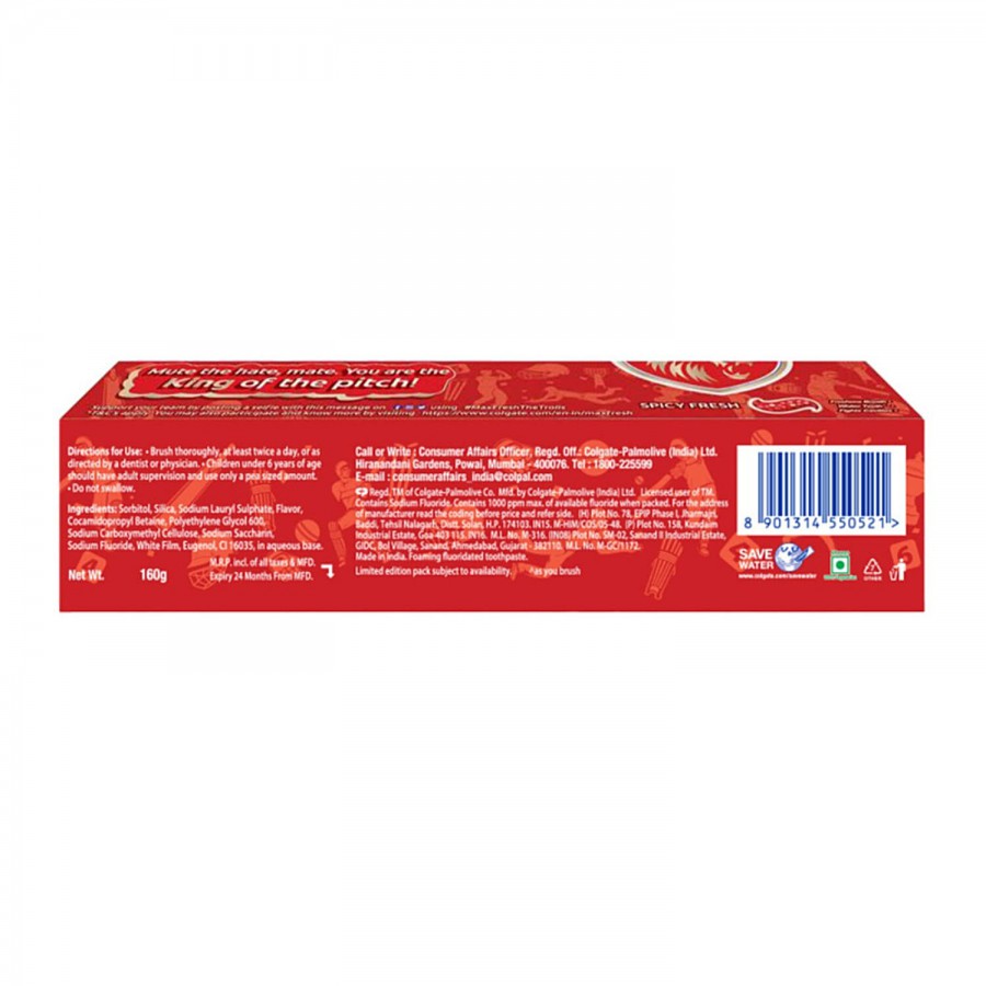 Colgate MaxFresh Red Spicy Fresh Gel Toothpaste - Punjab Kings Special Edition Pack