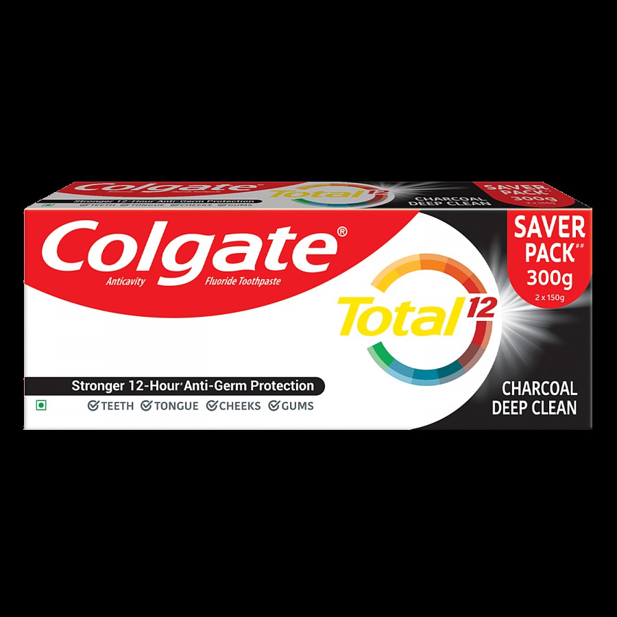 Colgate Total Charcoal Deep Clean Antibacterial Toothpaste - Saver Pack