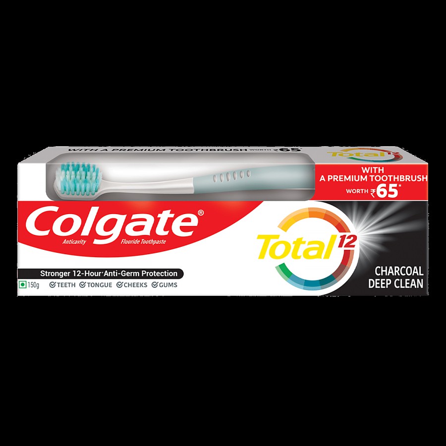 Colgate Total Charcoal Deep Clean Anticavity Toothpaste + Premium Toothbrush